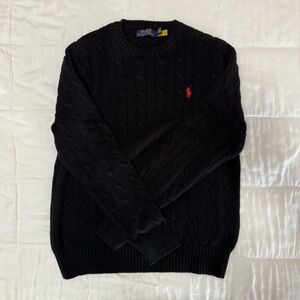 Polo by Ralph Lauren Black Cable Knit Sweater